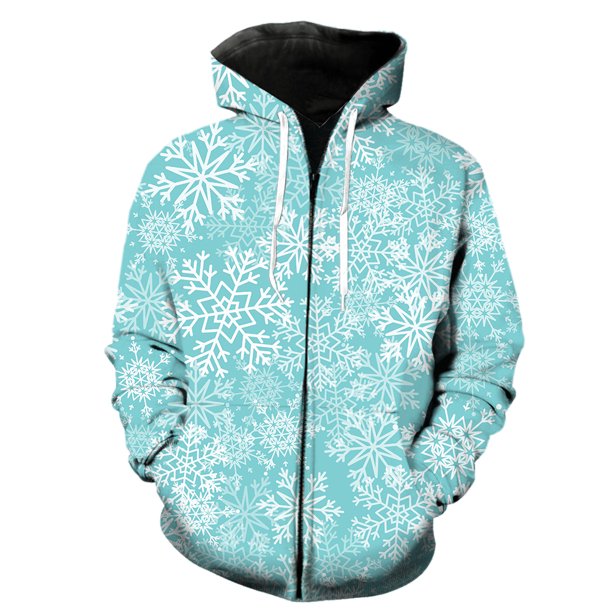 Sudadera con capucha y cremallera para hombre, con estampado de copos de nieve de invierno, de gran tamaño, genial, gran oferta 2024, hip hop, divertida, informal, primavera, moda, estampado 3D para a