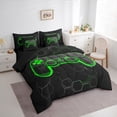 thumbnail image 4 of Manfei Kids Green Gamepad Twin Bedding Sets 7-Piece, Gamer Gaming Theme Bedding Comforter Set, Modern Fashion Honeycomb Reversible Sheet Sets, Ultra Soft Bedroom Decor, 4 of 8