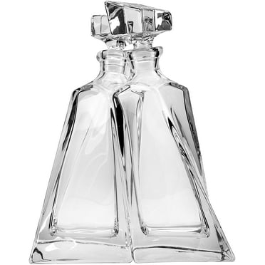 Bohemia Crystal, Set of Two 33.8 Oz. Crystal Decanters "Lovers", 11" H Whisky Brandy Scotch Cognac Carafes with Stopper, Wedding Gift Drinkware Decanter, 2-Piece