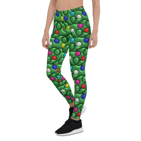 3D Christmas Lights Leggings Size: XS for Women | FIERCEPULSE