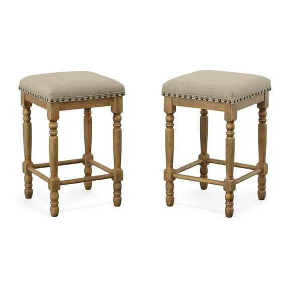 Carolina Classics Brittany Deluxe 26" Wood Stool in Honey Brown (Set of 2)