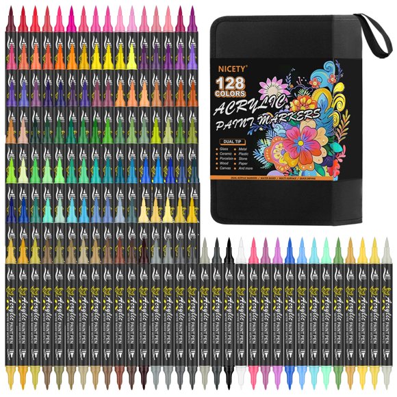 Juego de rotuladores de pintura acrílica NICETY 128 de doble punta
