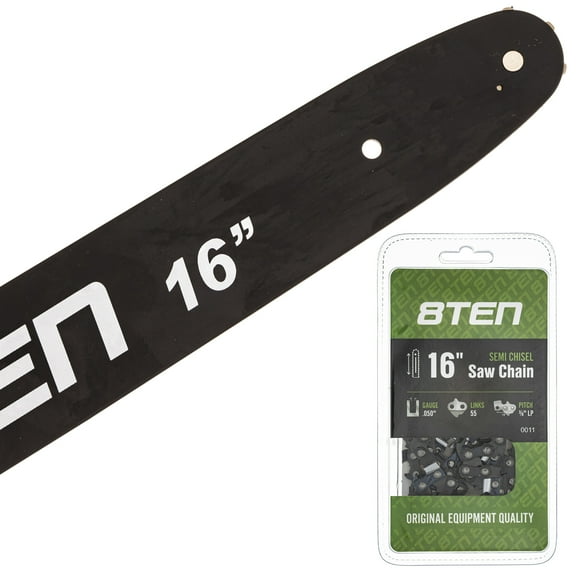 8TEN Chainsaw Guide Bar and Chain for Stihl MS 170 HT 70 100 30050004813 36130050055 S55 16 inch .050 3/8LP 55DL MK1002930
