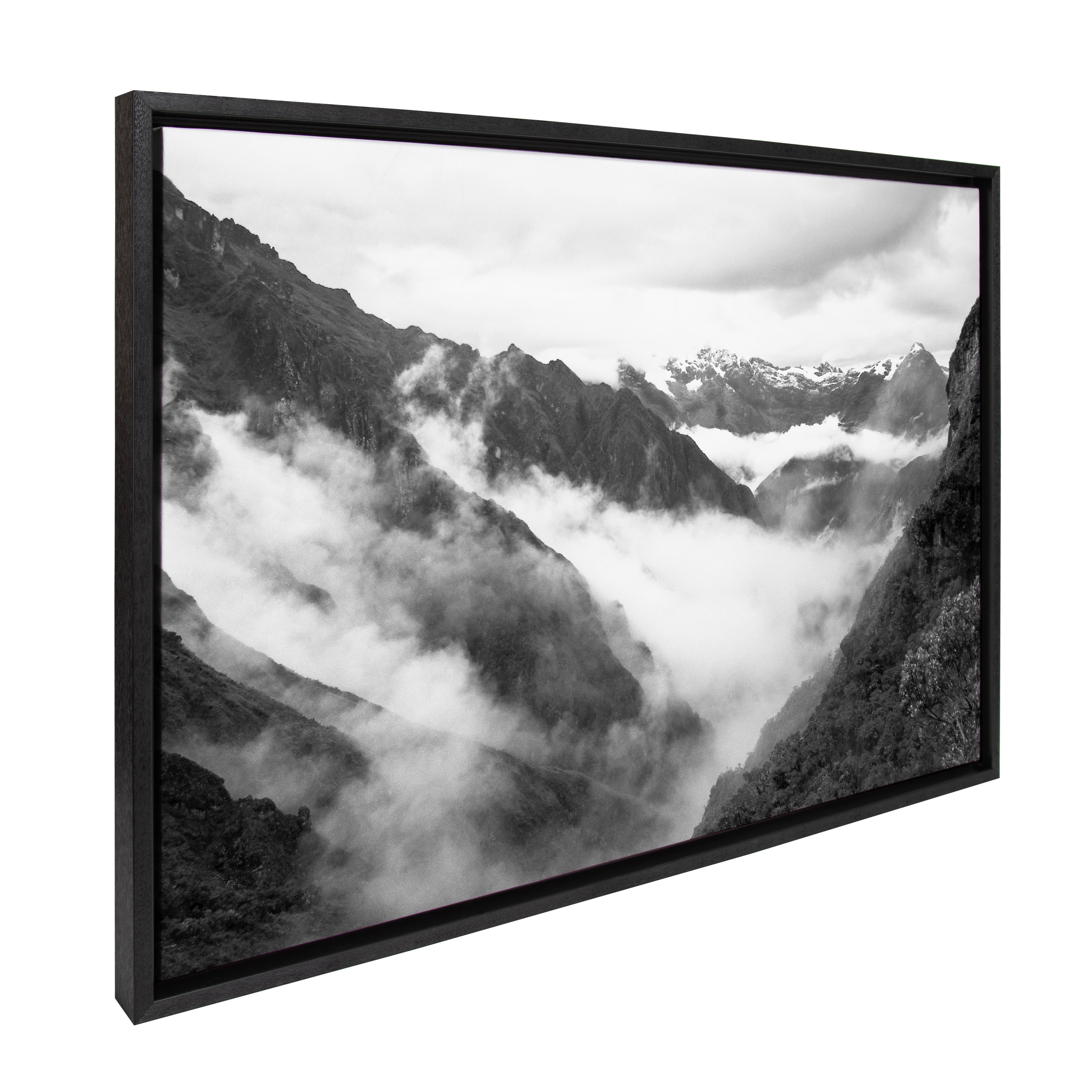Sylvie Highland Cow, Mountains, and Inca Trail 23 in x 33 in Framed Photography Canvas Art Prints, by Kate and Laurel Set of 3