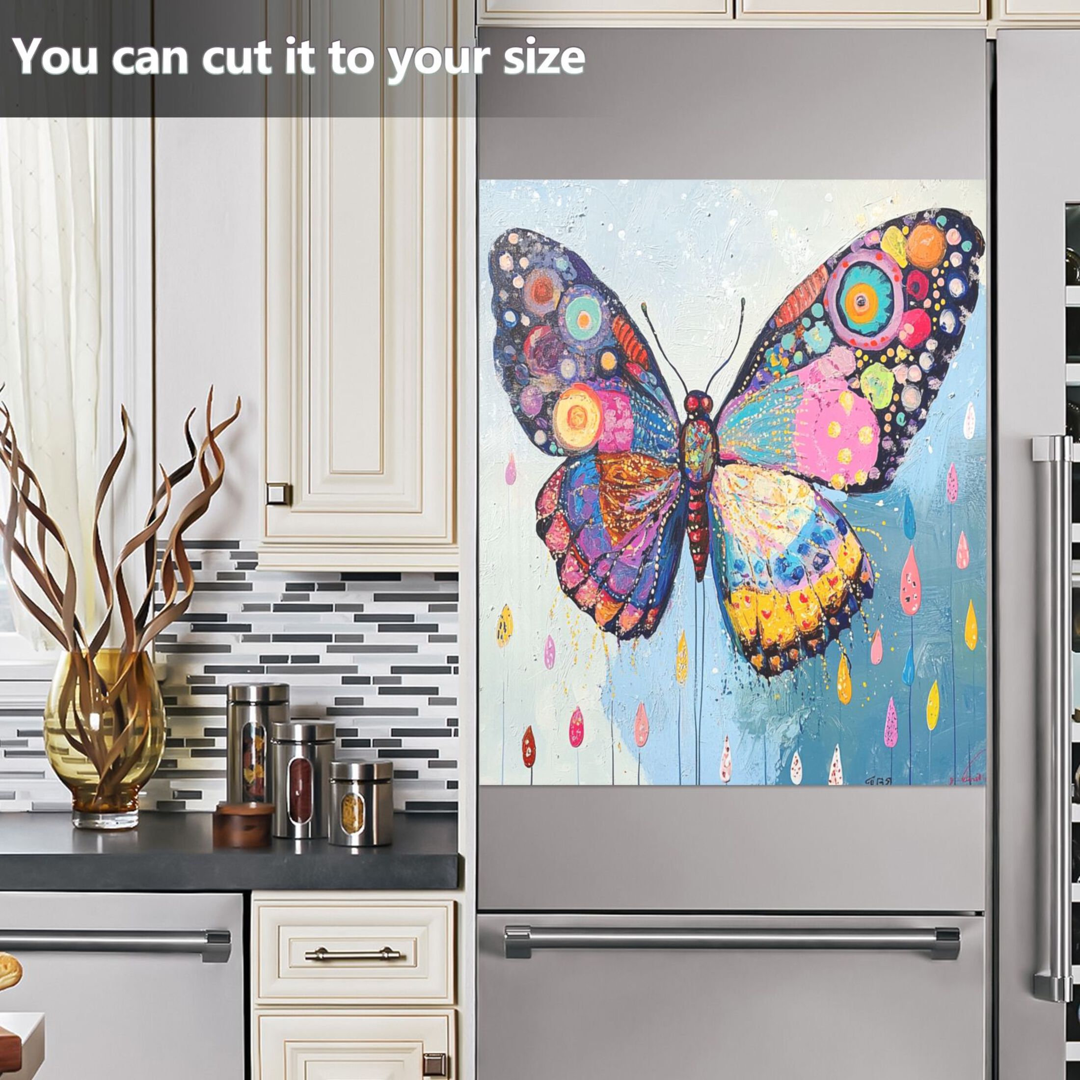 Dishwasher Magnetic Sticker 23x26 Inch Refrigerator Magnetic Sticker Washing Machine Magnetic Sticker Kitchen Panel Magnetic Sticker Home Decor Cool Colorful Butterflies