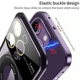 thumbnail image 6 of for iPhone 14 Pro Frosted Semi-Transparent Magnetic Case, Compatible with MagSafe Wireless Charging, Aluminum Alloy Frame Shockproof Elastic Buckle Lens Protector Cover,Gold, 6 of 6