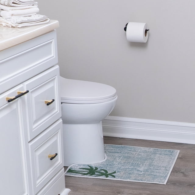 Sussexhome Toilet Mat - Machine Washable & Absorbent Bath Rugs for Bathroom Floor - Plush, Non Slip Bath Rug - Polyester & Cotton Bathroom Rugs with Printed Pattern Design - 20”x24" Bathroom Mats