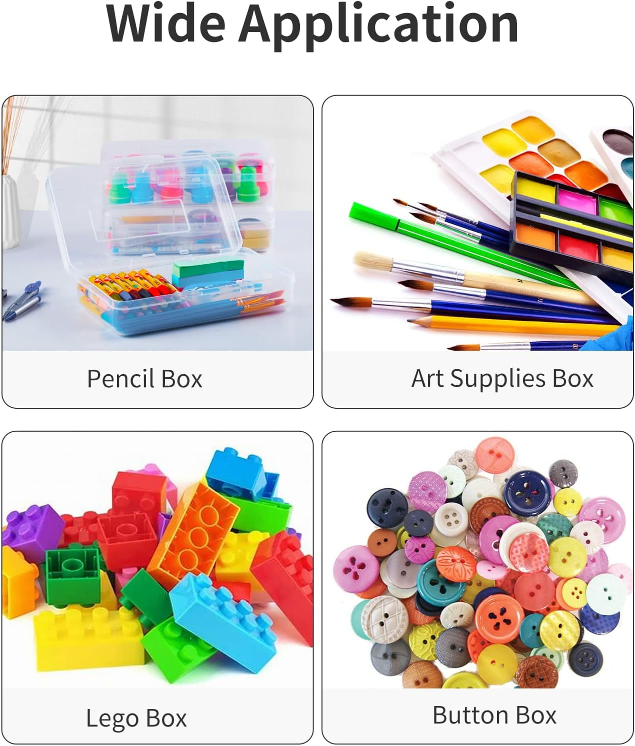 Uiz Merueh Plastic Pencil Box Large Capacity Pencil Case Clear Pencil Box with Snap Closure Lids Plastic Crayon Boxes Multi Purpose Storage Organizer Box for Office Supplies