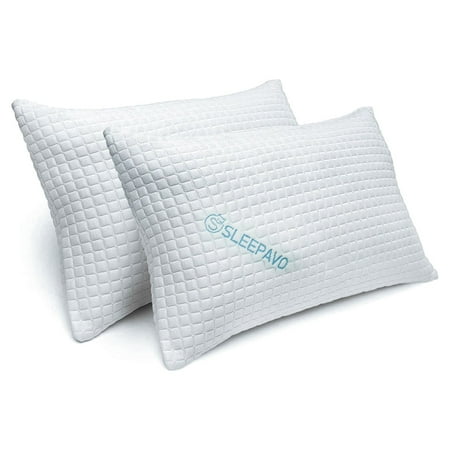 Sleepavo Shredded Memory Foam Cooling Bed Pillows Queen Size 2-Pack - Soft Firm Bed Pillows for Stomach, Back and Side Sleeper