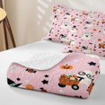 thumbnail image 4 of Manfei Colorful Floral Quilt King,Happy Halloween Ghost King Coverlet Set,Pink,3-Piece, 4 of 7