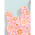 thumbnail image 4 of Toddler Baby Girls Swimsuit Floral Print Shoulder Straps Beachwear Sleeveless Ruffles Summer Beach Bathing Suit, 4 of 8