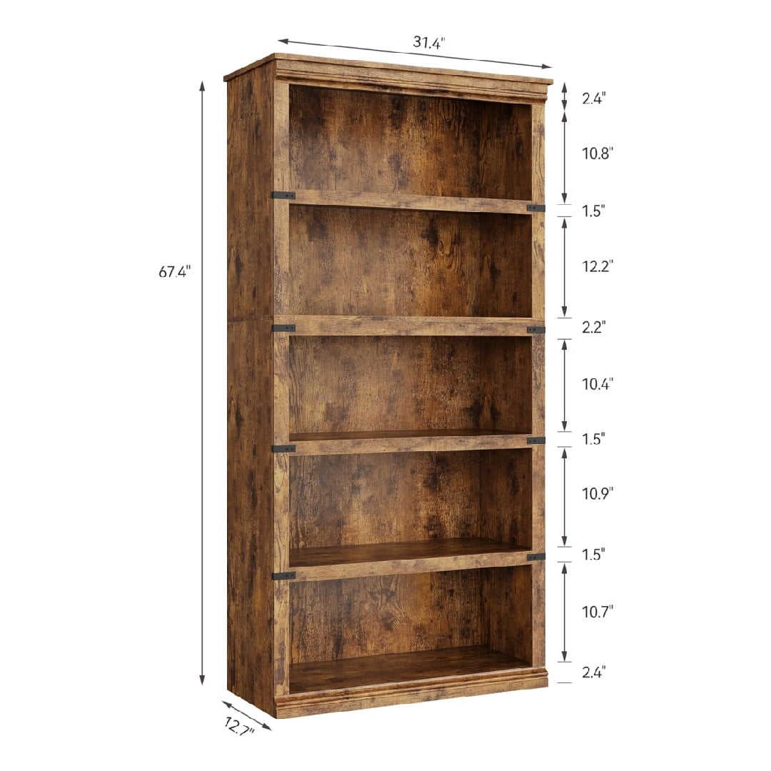 3/5-Tier Bookshelves and Bookcases Farmhouse Book Shelf with Storage Open Display Bookshelves 40/67.4" Tall Book Case Floor Standing Home Decor Furniture for Home Office Living Room Bed Room