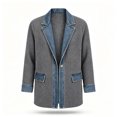thumbnail image 6 of THNCYX Color Block Knit Open Front Jacket Single Button Long Sleeve With Pockets Casual Soft Textured Fashion Layering Outerwear S-2XL, 6 of 7