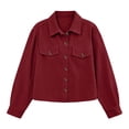 thumbnail image 3 of Annhoo Fall Jackets for Women Button Down Lapel Neck Long Sleeve Corduroy Cropped Coat Trendy Outerwear Jacket, 3 of 4