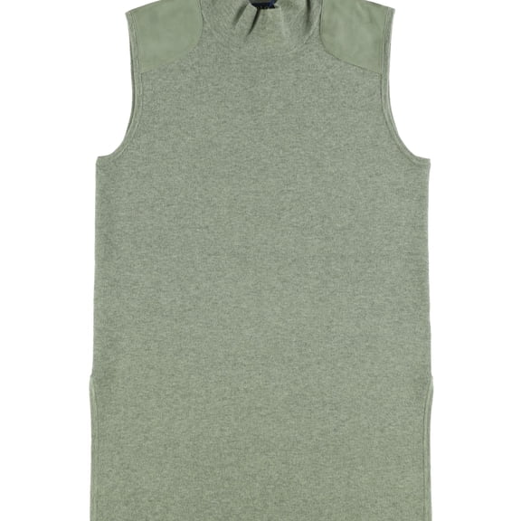 Ralph Lauren Womens Suede Trim Knit Sweater, Grey, X-Small