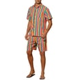 thumbnail image 4 of INSPIRE CHIC Striped Shirt Set for Men's Short Sleeves Beach Hawaiian Shirt and Shorts Suits M Multicolor, 4 of 4