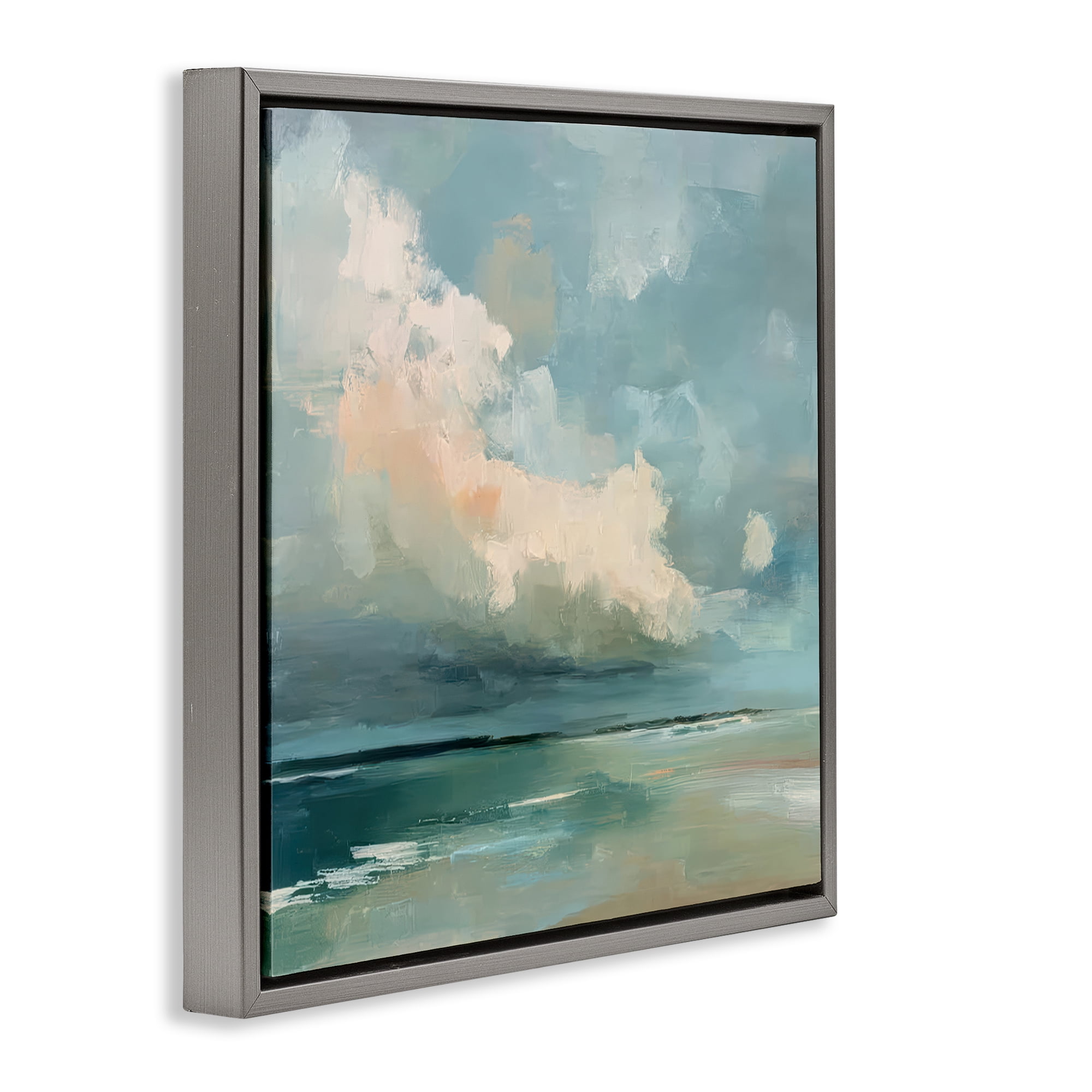 Stupell Industries Stormy Beach with Overhead Clouds Gray Framed Floater Canvas Wall Art, design by Kim Curinga