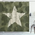 thumbnail image 1 of Ambesonne Camouflage Shower Curtain, Grunge Star on Green, 69"Wx84"L, Dark Green Dust, 1 of 3