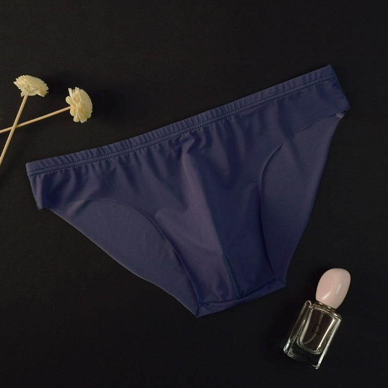 kpoplk Men's Underwear Briefs Mens Bikini Pouch Soft Full Coverage Lingerie  Low Waist Thong Underwear(Blue,M)