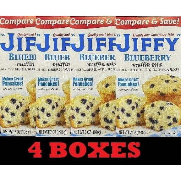 4x Jiffy BLUEBERRY MUFFIN Mix 7 Oz Box Baking  - 4 BOXES BULK