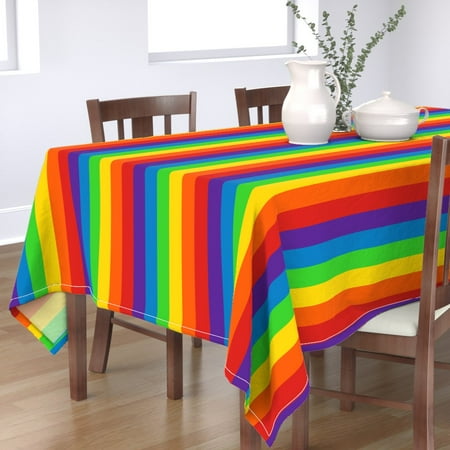 

Cotton Sateen Tablecloth 70 x 90 - Rainbow Stripes Vertical 2 Inch (5.08Cm) Stripe Rainbows Geometric Colorful Bright Lgbt Print Custom Table Linens by Spoonflower