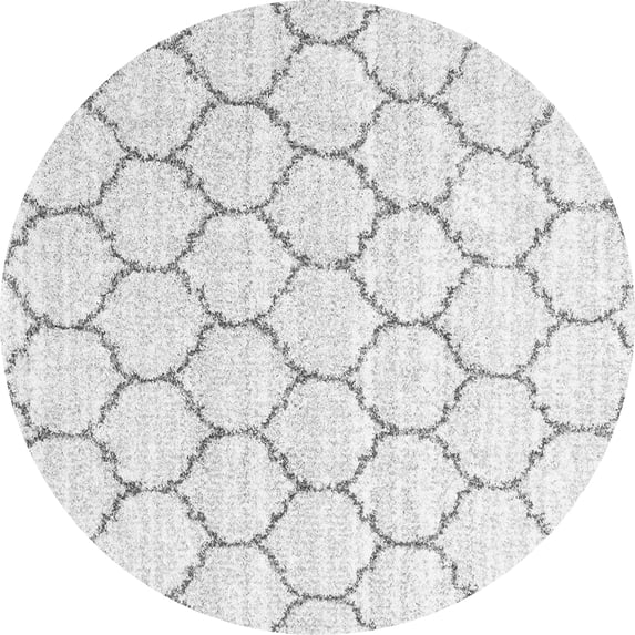 Ahgly Company Indoor Round Trellis Gray Contemporary Area Rugs, 5' Round