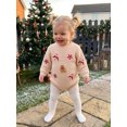thumbnail image 3 of Cjfdfy Newborn Baby Boy Girl Christmas Outfit Sweater Romper Candy Cane Gingerbread Man Embroidery Long Sleeve Infant Christmas Knit Sweater Fall Winter Clothes, 3 of 9