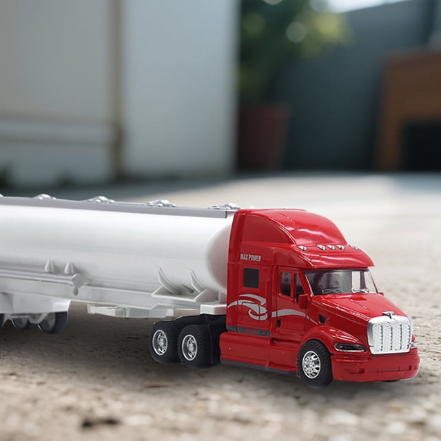 1:48 Scale Alloy Container Truck Die Model Metal Sound Light Effects Realistic Detailing Functional Steering Opening Doors for Collectors Display