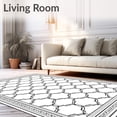 thumbnail image 2 of ODIKA 5x7 Machine Washable Non-Slip Area Rug, Interlocking Maze Trellis Luxury Decorative Fashionable Jewel High Traffic Rug, Black, 657418, 2 of 7