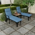 thumbnail image 3 of Jordan Manufacturing 72" x 22" McHusk Capri Blue Crosshatch Rectangular Outdoor Chaise Lounge Cushion with Ties and Hanger Loop, 3 of 15