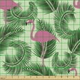 thumbnail image 2 of Ambesonne Flamingo Fabric by the Yard Upholstery, Summer Tropical Bird Palm, 3 Yards, Pink Emerald, 2 of 5