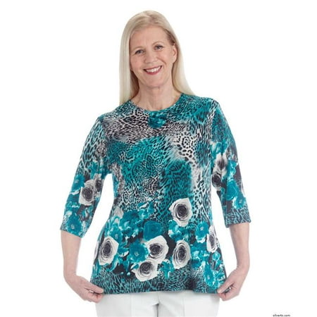 Silverts 247500503 Gorgeous Women Adaptive Top, Disabled Dressing At Its Best - Large - Teal