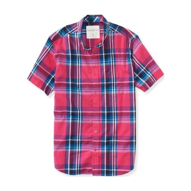 Aeropostale - Camisa de popelina a cuadros para hombre, color rosa, extragrande