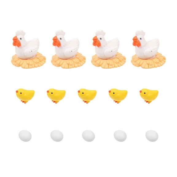 OUNONA Mini Farm Animal Figurines Set, 14 White PVC Miniature Chick Toys for Kids and Collectors