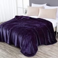 thumbnail image 2 of Chezmoi Collection Heavy Thick Korean Style Faux Mink Blanket Single Ply 9 Lbs, 750GSM Silky Soft Plush Raschel Mink Blanket, 92" x 106" US King Size, Solid Purple, 2 of 9