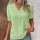 thumbnail image 5 of Gibobby Casual Playera de Manga Corta para Mujer Mujer Verano Encaje Cuello En V Liso Encaje Camisa Elegante Moda Color Sólido Elegante Blusa Manga Corta Cómoda Cam(GN1,XL), 5 of 5