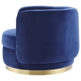 thumbnail image 4 of Armchair Swivel Accent Chair, Navy Gold, Velvet, Modern Contemporary, Living Lounge Cafe Room Hotel Lobby Hospitality, 4 of 7
