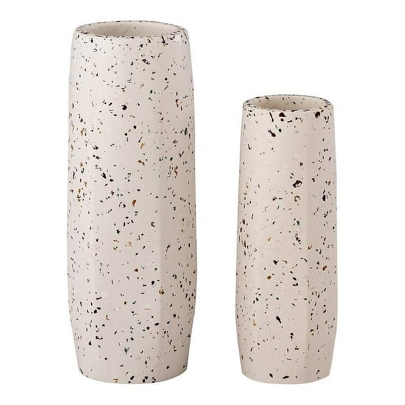 TOV Furniture Terrazzo 6.8"H Small Transitional Concrete Stone Vase in White