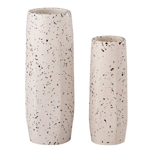 TOV Furniture Terrazzo 6.8"H Small Transitional Concrete Stone Vase in White