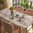thumbnail image 3 of Brown Coastal Table Cloths for 3 Foot Rectangle Tables, Summer Beach Nautical Starfish Coral Vintage Patio Waterproof Elastic Fitted Tablecloths, Washable Rectangular Table Cover for Camping, 3 of 8