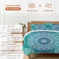 thumbnail image 6 of 3 Piece Teal Blue Boho Duvet Cover Set California King,Microfiber Comforter/Quilt Cover with Corner Ties and 2 Pillowcases,Retro White Rustic Flower Ethnic Pattern Soft Bedding with Zipper Closure, 6 of 8