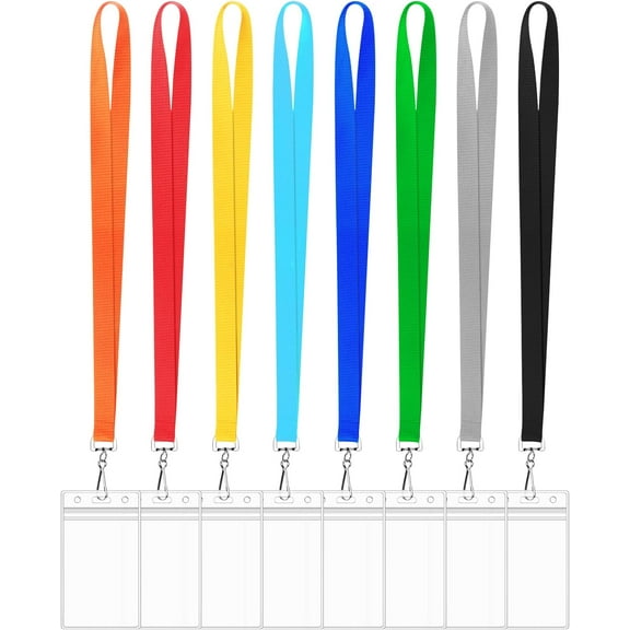 8 Pack Cruise Lanyard with Waterproof ID Card Holder, Colorful Solid Color Durable Badge Card and Carnival Sail