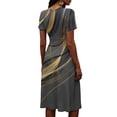 thumbnail image 6 of Minjewel Ladies Floral Casual Fashionable Short Sleeve V-Neck Dress for Spring Summer Women's Daily Casual Wear,Gray,L, 6 of 6