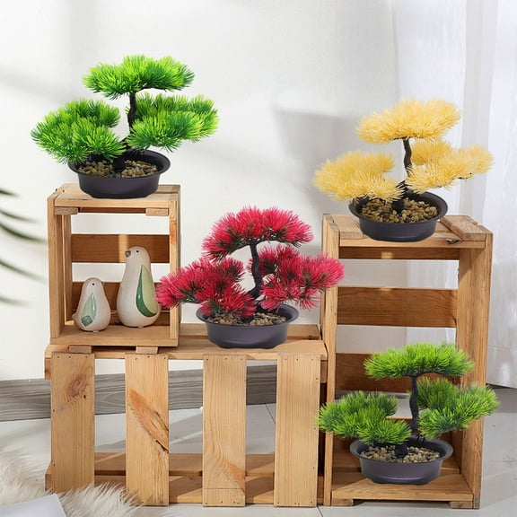 Artificial Flower Arrangement in Vase | Realistic Plastic Potted Plant Décor | Green Red Yellow | 10.24"x7.87"x5.91" | Indoor Living Room Table Centerpiece | Low Maintenance House Decoration