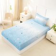 thumbnail image 4 of jejeloiu Blue Sequin Star Print Twin Sheet Sets Kids,Modern Aesthetic Art Bedding For Girls,3pcs, 4 of 6