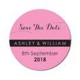 thumbnail image 1 of Darling Souvenir Round 45 Pcs Custom Save The Date Stickers Personalized Wedding Bride Groom Names And Date Envelope Seals - Light Pink, 1 of 4
