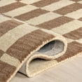thumbnail image 5 of Rugs USA Kia Checkerboard Wool Area Rug, 7' 6" x 9' 6", Kia Mocha Brown, 5 of 8