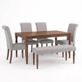 thumbnail image 4 of Home Design Pryor 6-Piece Dining Table Set- Rectangular Table, Upholstered Chairs and Bench, Modern Turned Legs Design, Brown, 4 of 17