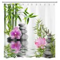 thumbnail image 3 of HVEST Zen Spa Shower Curtain for Bathroom Grey Pebble and Pink Flower Green Bamboo Bathroom Shower Curtains with Hooks, Modern Nature Bathroom Curtains Shower Set 69x70 inch, 3 of 8