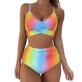 thumbnail image 2 of MSJUHEG Swimsuit Sets,Bikini Swimsuit,High Waisted Bikini Sets for Women,Halter Swim Shorts Split Push Up Two-Tankini Swimwear,Bikini Sets for Women,Bathing Suit for Women Bikini Multi-color L, 2 of 7